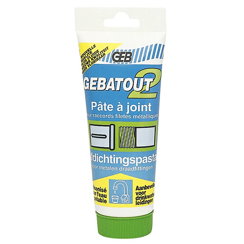 pâte d'étanchéité pour raccords filetés métaliques - geb gebatout 2 - tube 250 grammes