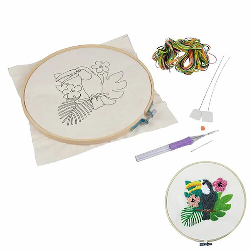 Paris Prix Kit Complet Punch Needle Toucan 21cm Blanc