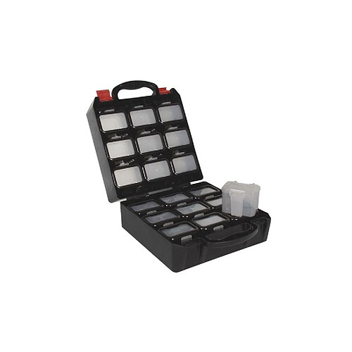 Perel Coffret a outils en plastique avec 18 compartiments de rangement clipsables pour ceinture