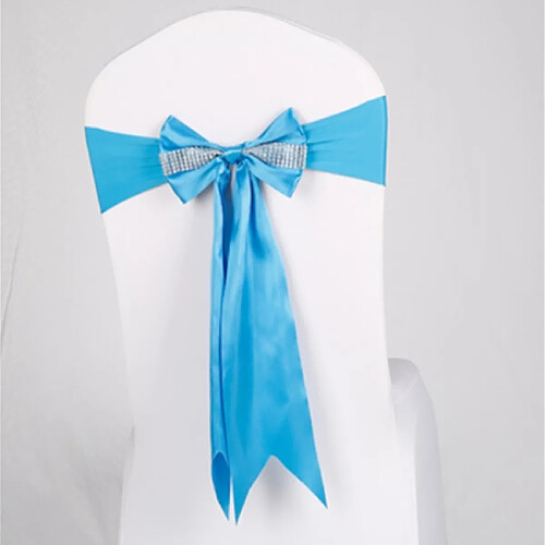 Wewoo Pour les événements de mariage Cérémonie de fête Banquet Décoration de Noël Chaise Ceinture Arc Élastique Ruban Dos Bandes de Cravate Ceintures Bleu Ciel