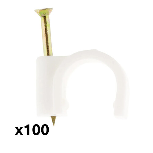 Lot de 100 crochets de fixation Ø12mm - blanc - Zenitech