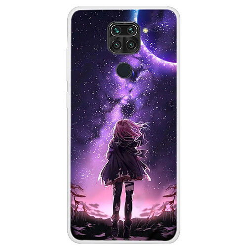 Coque en TPU impression de motifs souple fille et clair de lune pour votre Xiaomi Redmi Note 9/10X 4G