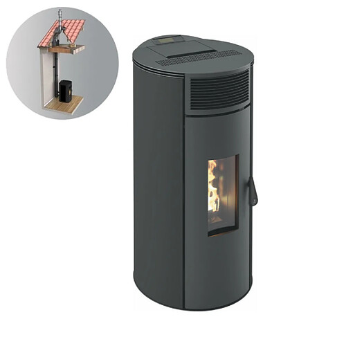 INTERSTOVES GIANNI 9 Etanche + Conduit Vertical - Noir