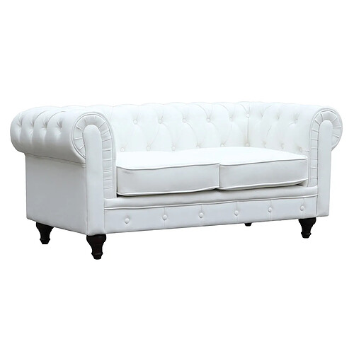 Habitat Et Jardin Canapé fixe Chesterfield Aliza - 157 x 82 x 70 cm - 2 places - Blanc