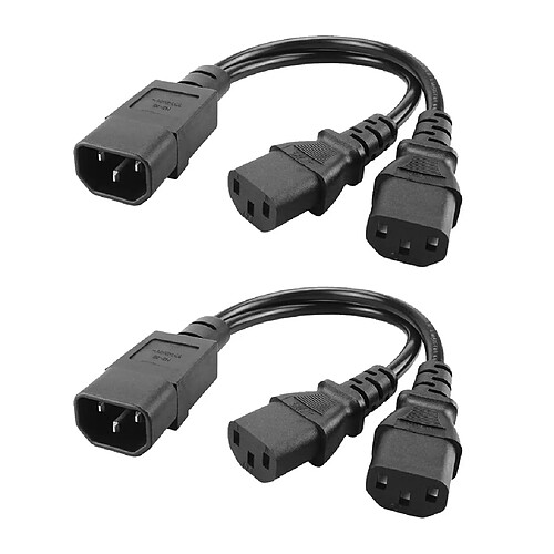 2 Pièces Noir Nouveau PVC IEC320-C14 à 2C13 Adaptateur De Cordon Mâle à Femelle Serveur