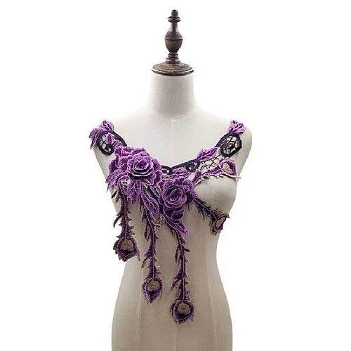 Wewoo Collier de broderie de dentelle de fleur de couleur creuse en trois dimensions Accessoires de de vêtements de bricolage violet