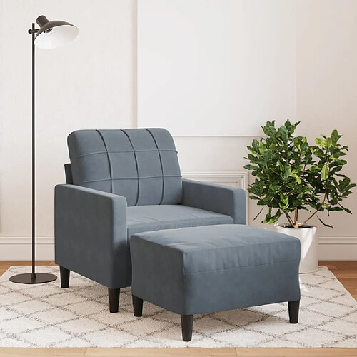 vidaXL Fauteuil avec repose-pied Gris foncé 60 cm Velours