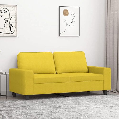 vidaXL Canapé à 2 places Jaune clair 140 cm Tissu