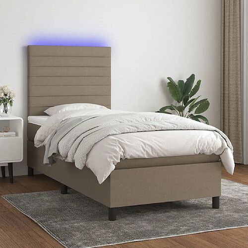 Sommier à lattes,Cadre à lattes de lit et matelas et LED pour Adulte Taupe 100x200cm Tissu -MN67054