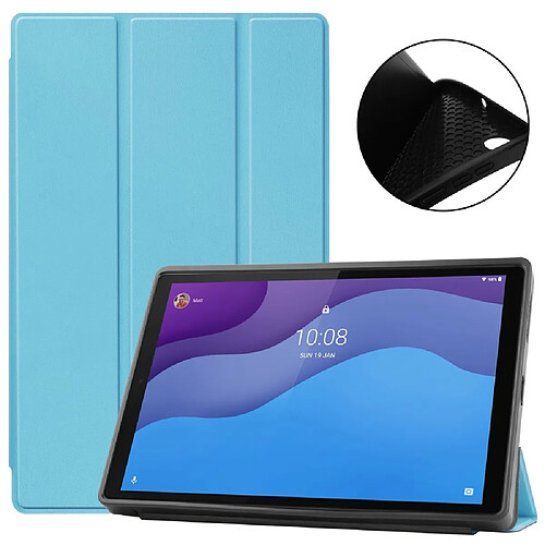 Etui en PU + TPU texture de la litch souple avec support triple bleu ciel pour votre Lenovo Tab M10 HD Gen 2 TB-X306