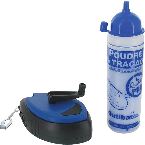 Lot traceur cordeau rapido et poudre bleu Outibat 200g