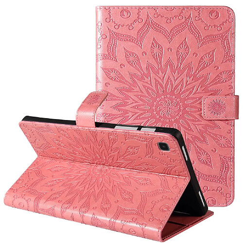 Etui en PU motif tournesol avec support rose pour votre Samsung Galaxy Tab A7 10.4 (2020)/T505/T500