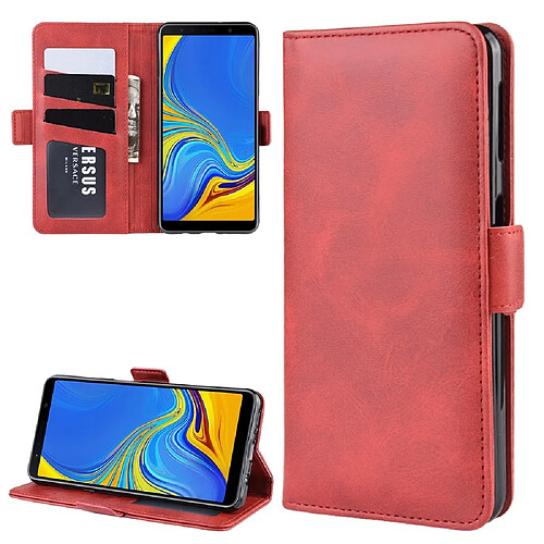 Wewoo Housse Coque Pour Galaxy A7 2018 Double boucle Crazy Horse Business Holster de téléphone portable avec fonction de support de portefeuille de carte Rouge