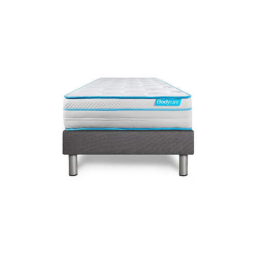 Bodycare Ensemble 90x190 matelas BodyMax micro ressorts ensachés et mémoire de forme + sommier kit gris