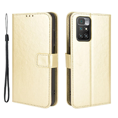 Etui en PU + TPU fermeture magnétique texture crazy horse, anti-chute, avec support or pour votre Xiaomi Redmi 10