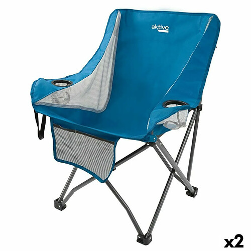 Chaise de camping pliante Aktive Bleu 48 x 86 x 50 cm (2 Unités)