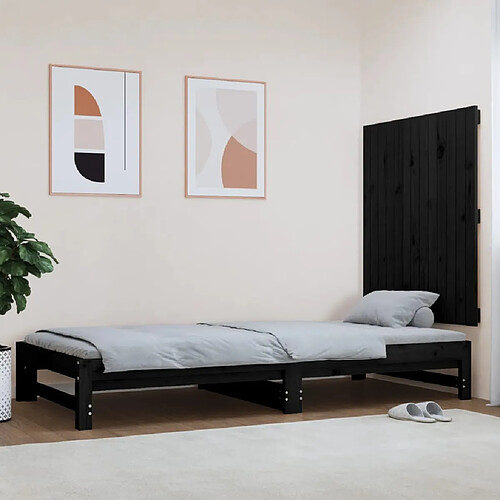 vidaXL Tête de lit murale Noir 82,5x3x90 cm Bois massif de pin