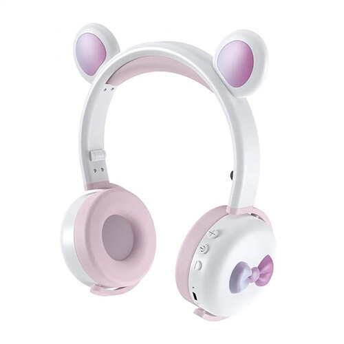 Yonis Casque Audio Enfant Bluetooth LED Ours 12h