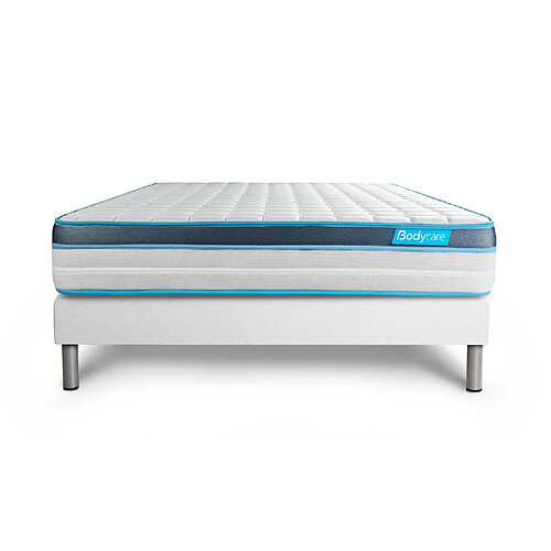 Bodycare Ensemble 140x190 matelas BodyFit à mémoire de forme + sommier kit blanc