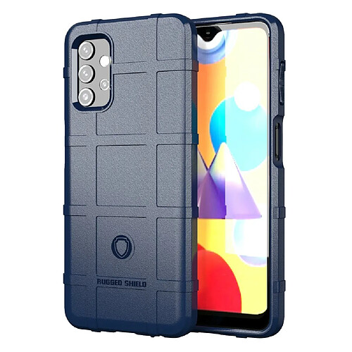 Coque en TPU absorption des chocs avec une conception de texture de grille carrée robuste bleu pour votre Samsung Galaxy A32