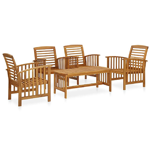 vidaXL Salon de jardin 5 pcs Bois d'acacia massif