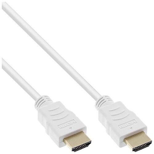 NEDIS Câble HDMI haute vitesse InLine® avec Ethernet mâle à blanc plaqué or de 3 m