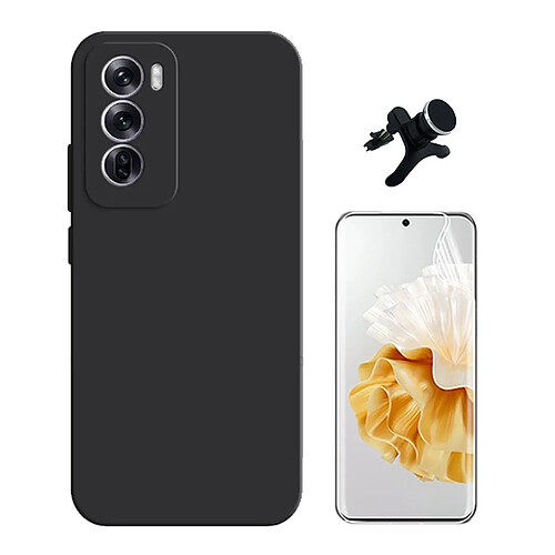 NIS Kit Film Gel + Housse Silicone + Support Supplémentaire Oppo Reno12 Pro Noir