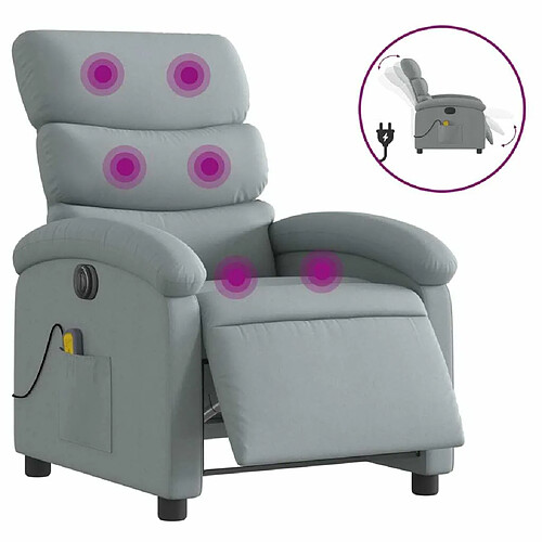 Maison Chic Fauteuil Relax pour salon, Fauteuil de massage inclinable électrique gris clair tissu -GKD99085