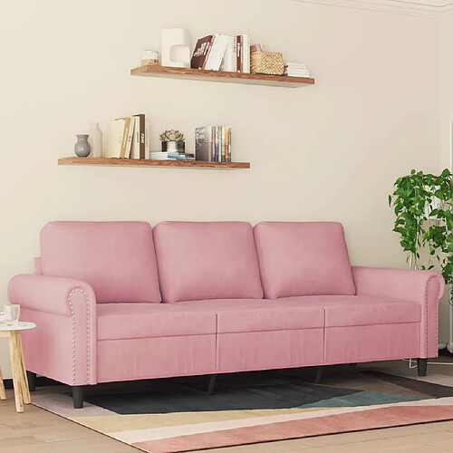 vidaXL Canapé à 3 places Rose 180 cm Velours