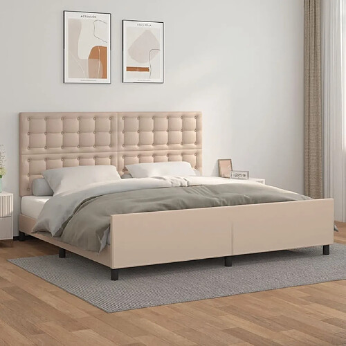 Maison Chic Lit adulte - Cadre Structure de lit avec tête de lit Contemporain Cappuccino 200x200 cm Similicuir -MN57399