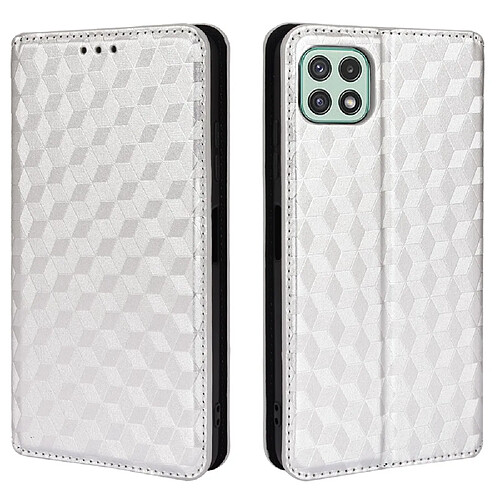 Etui en PU anti-rayures, motif losange 3D avec support argent pour votre Samsung Galaxy A22 5G (EU Version)