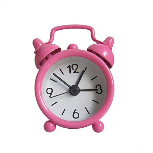 Mini belle horloge analogique réveil double bell pour la décoration de la chambre d'enfant rose