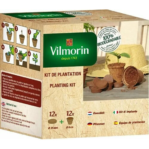 Kit de plantation à 12 godets en fibre de coco + 12 pastilles en fibre de coco Vilmorin