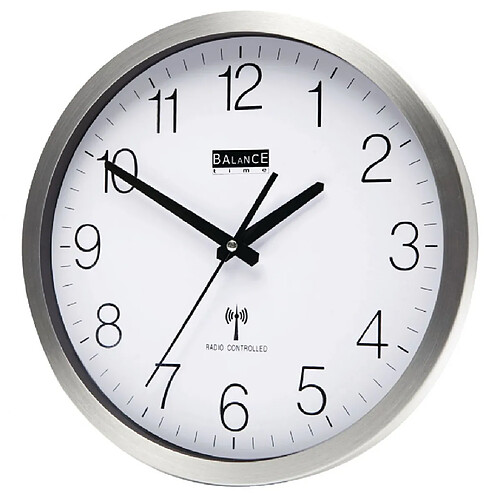 Alpexe Horloge murale Radio-contrôlée 30 cm Analogiques Argent/Blanc