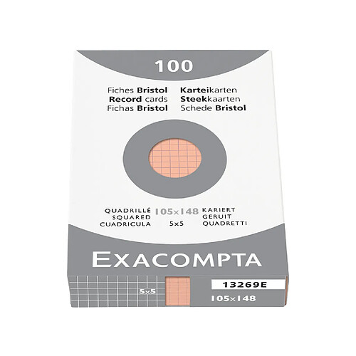 EXACOMPTA Fiches bristol, A6, quadrillé, orange ()