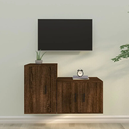 vidaXL Ensemble de meubles TV 2 pcs Chêne marron Bois d'ingénierie