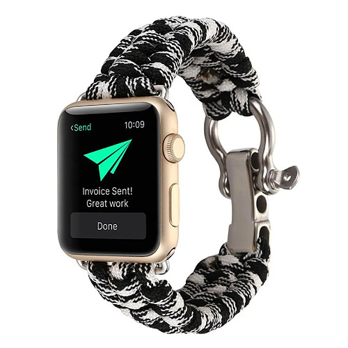 Avizar Bracelet Apple Watch 38 et 40 mm Cordon tressé en Nylon - Noir et Blanc