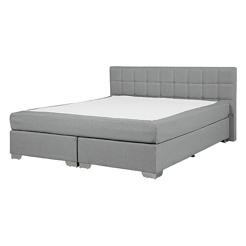 Beliani Lit boxspring en tissu gris clair 140 x 200 cm ADMIRAL