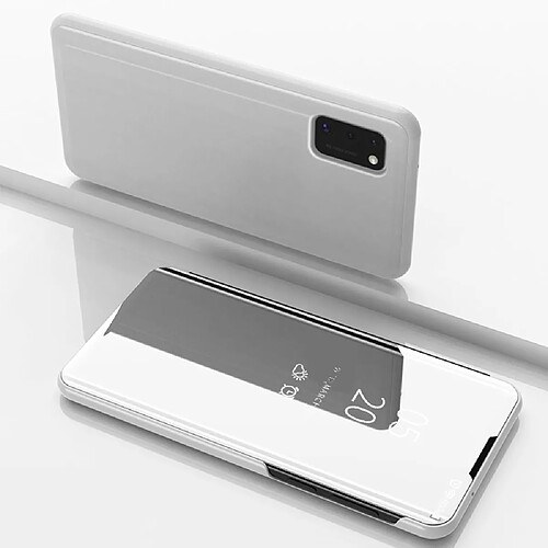 Coque en TPU + PU voir la surface du miroir de la fenêtre avec support argent pour votre Samsung Galaxy A41