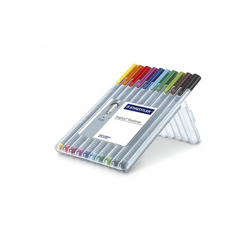 Staedtler triplus fineliner 334 Etui rigide de 10 feutres Couleurs assorties