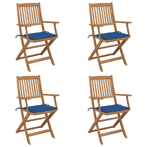 vidaXL Chaises pliables de jardin lot de 4 avec coussins Bois d'acacia