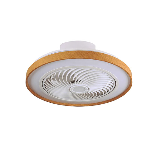 Ventilateur de plafond CATHAY blanc/bois, 5 pales, 72W LED 3000-6000K, H19xP.50cm