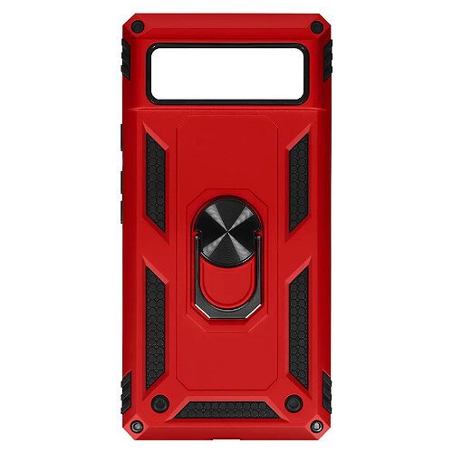 Avizar Coque Google Pixel 6A Hybride Antichoc Bague de maintien Support Vidéo rouge