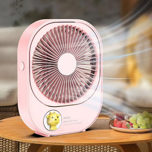 (Rose) Ventilateur de Bureau Petit Ventilateur Électrique Turbo Sans Balais Silencieux Chargement Usb Portable