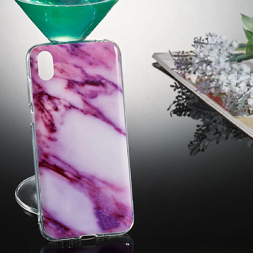 Wewoo Coque Étui de protection en TPU souple pour Motif dessin coloré IMD Huawei Y5 2019 marbre violet