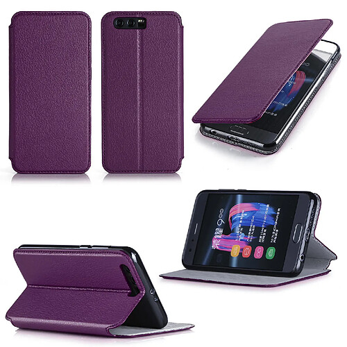 Huawei Honor 10 4G : Etui violet Slim Style Cuir avec stand - Housse noire coque anti choc de protection smartphone pour Huawei Honor 10 smartphone 2018 - Accessoires pochette case XEPTIO