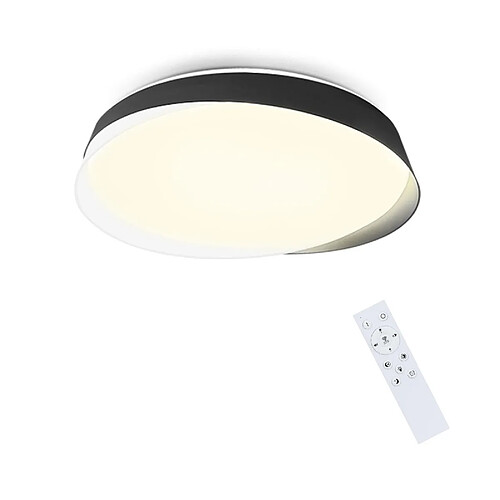 NETTLIFE Plafonnier LED 36W, 3000K-6000K, 41,5*41,5*7,5 cm Dimmable Noir avec Télécommande Chambre Rond Moderne pour Cuisine Couloir Salle à Manger