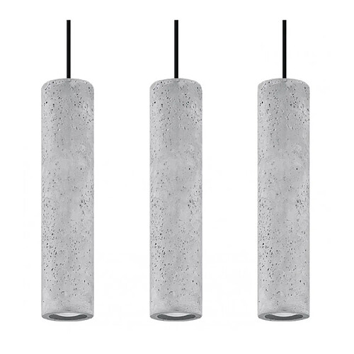 Luminaire Center Suspension Luvo Béton Gris 3 ampoules 90cm