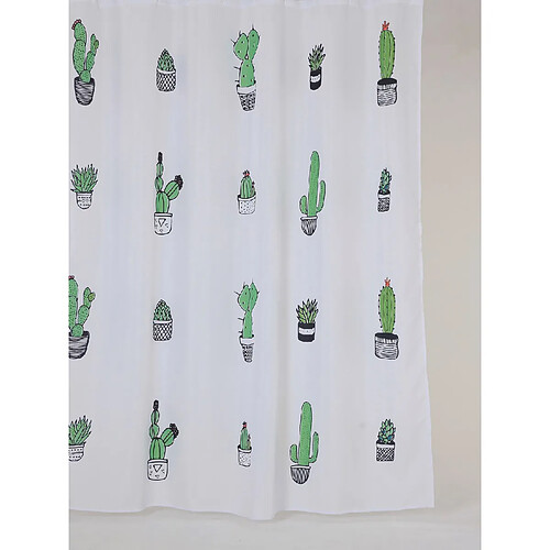 Allibert Rideau de douche tropical CACTUS - 180 x 200 cm - Blanc