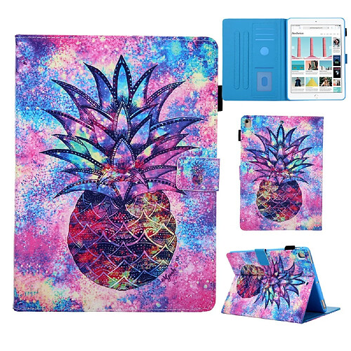 Etui en PU impression de modèle avec support et porte-cartes ananas pour votre Apple iPad 10.2 (2019)